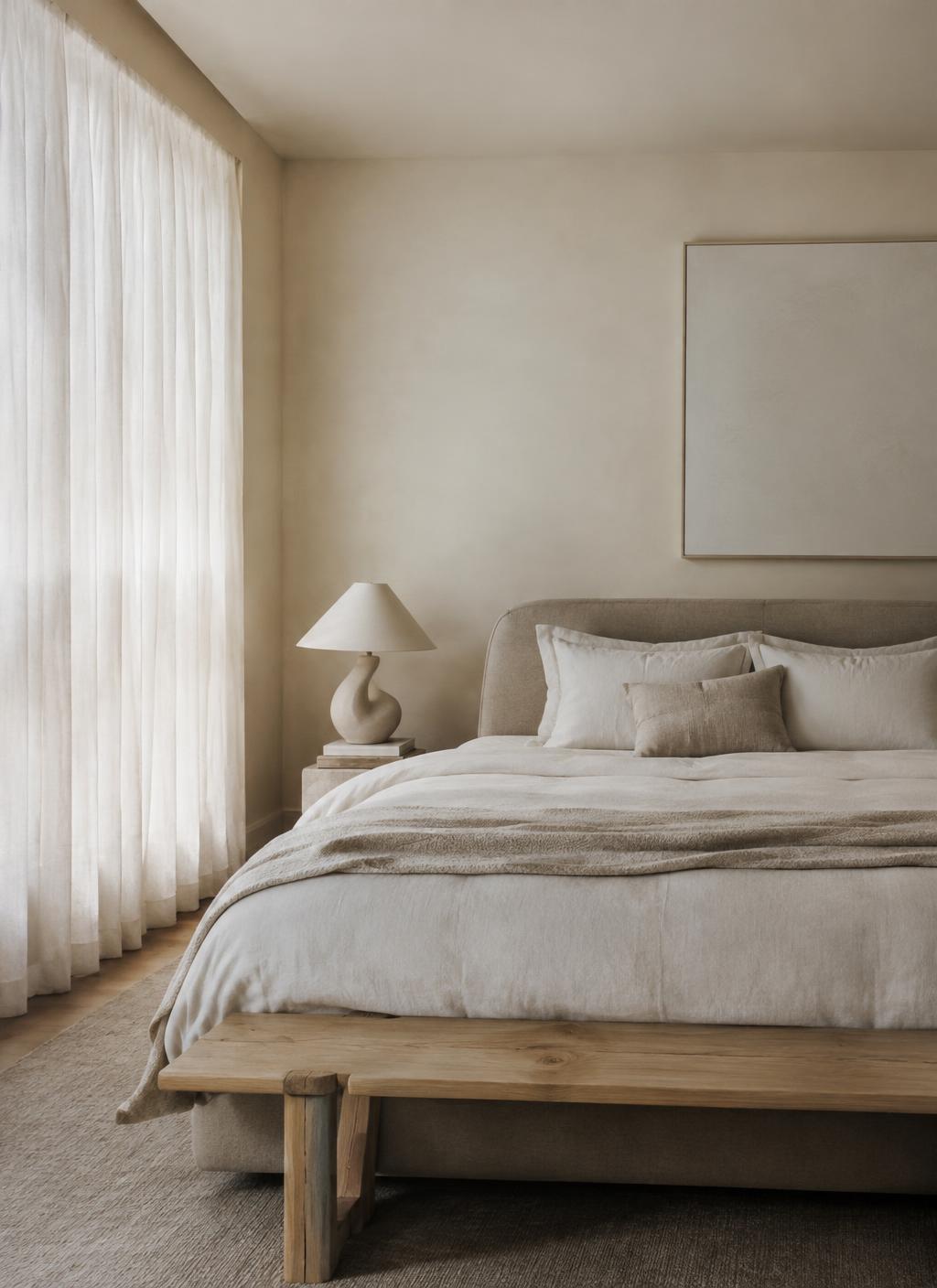 Chambre en lin et chêne